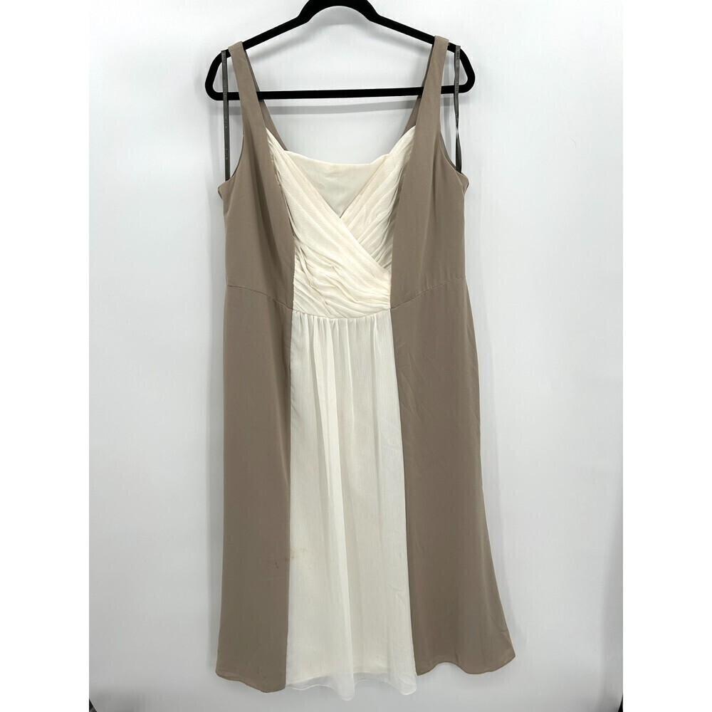 VERA WANG White Taupe Two Toned Sleeveless Chiffon Bridesmaid Dress Size 16